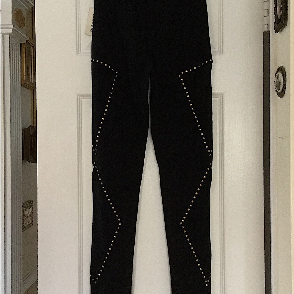 Forever 21 Pyramid Rock Stud Legging MESH Inserts Black S - Picture 2 of 8